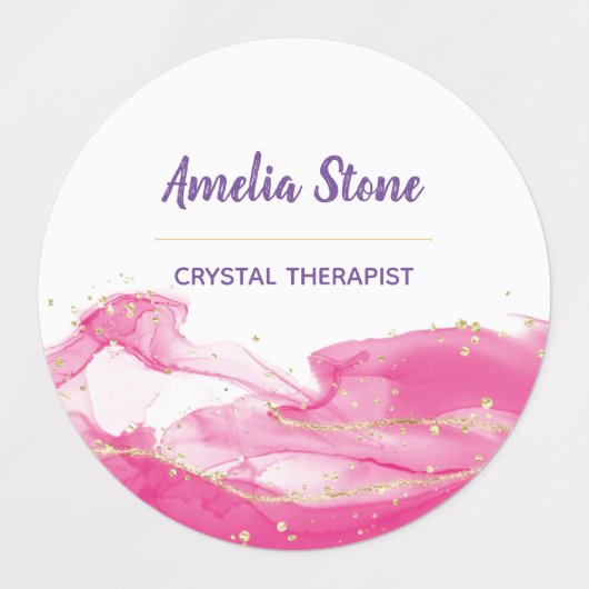 Roze en goudkleurige etiketten labels (Design 1)