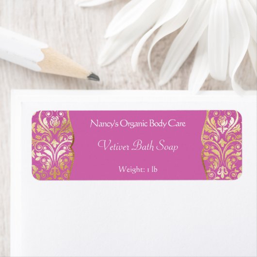 Roze en goudkleurige folie demask soap cosmetica l etiket (Insitu)