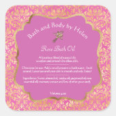 Roze en goudkleurige folie demask soap cosmetica l vierkante sticker (Voorkant)