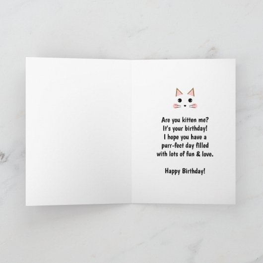 Roze en goudkleurige kat van afgelopen dag kaart (Binnen)