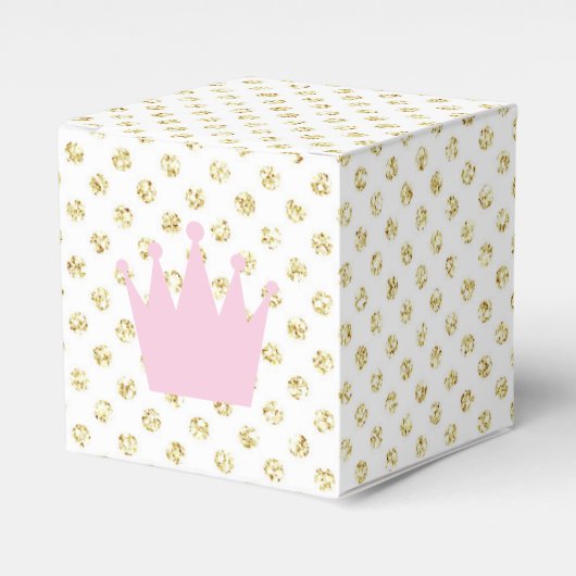 Roze en goudkleurige prinses Crown Favor Box Bedankdoosjes (Voorkant Zijde)