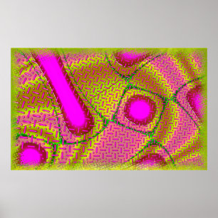 Roze en goudkleurige Psychedelic Poster