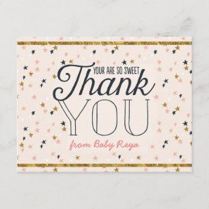 Roze en goudkleurige riemen bedankkaart