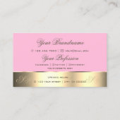 Roze en goudkleurige Roos ventilator met Initialen Visitekaartje (Achterkant)