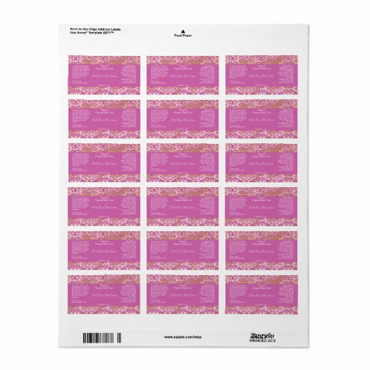 Roze en goudkleurige zeep en cosmetische labels -  (Full Sheet)