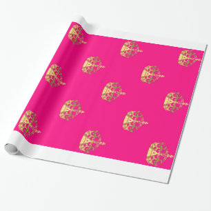 Roze en goudkroonpatroon cadeaupapier