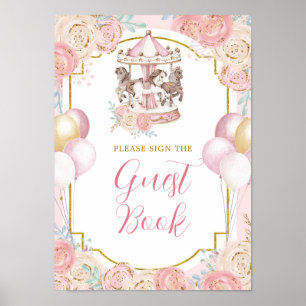 Roze en goudmakreel Guest Book Poster