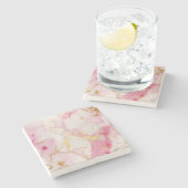 Roze en goudmarmer, effect stenen onderzetter (Zijkant)