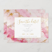 Roze en goudmarmer, met uitzondering van de datumk save the date (Voorkant / Achterkant)