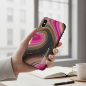 Roze en goudmarmer monogram Case-Mate iPhone case