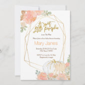 Roze en goudpompoen baby shower waterverf kaart (Voorkant)