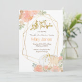 Roze en goudpompoen baby shower waterverf kaart (Staand voorkant)