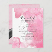 Roze en goudrook Glitter Brunch & Bubble Inv| Ja Kaart (Voorkant / Achterkant)