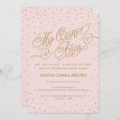 roze en goudsterren Quinceañera 15e verjaardag Kaart (Voorkant / Achterkant)