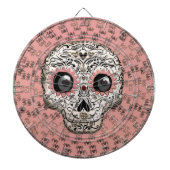 Roze en goudsuiker schedel en geluid dartbord (Voorkant)