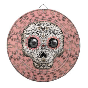 Roze en goudsuiker schedel en geluid dartbord
