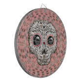 Roze en goudsuiker schedel en geluid dartbord (Voorkant Links)