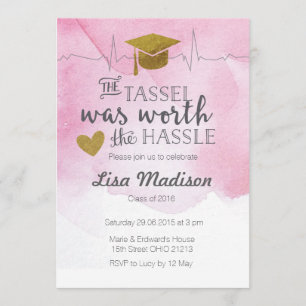 Roze en goudverplegers afstuderen Uitnodiging