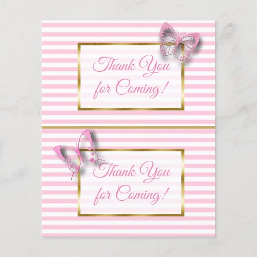 Roze en goudvlinder Baby shower - luieraffle (Achterkant)