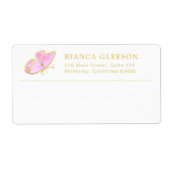 Roze en goudvlinder Elegant Shipping Etiket (Voorkant)