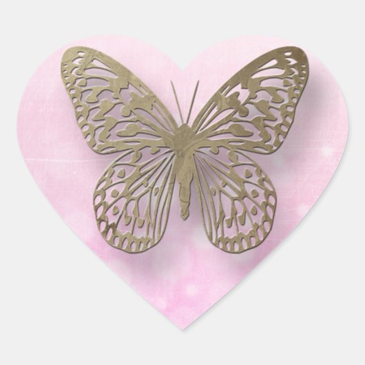 Roze en goudvlinder Stickers (Voorkant)