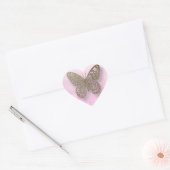 Roze en goudvlinder Stickers (Envelop)