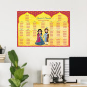 Roze en goudvormende grens Indische trouwschuimbo Poster (Thuiskantoor)