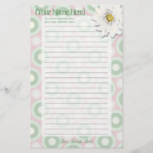 Roze en Green Daisy Personal Stationery Briefpapier