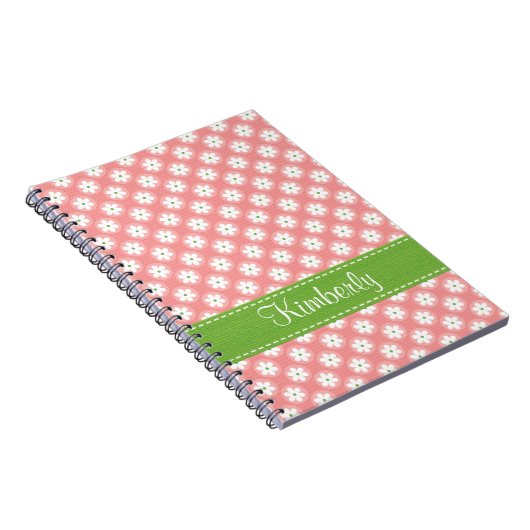 Roze en Green Daisy Spiral Notebook Journal Notitieboek (Rechterzijde)