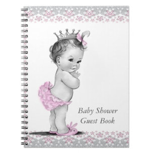 Roze en grijs Baby shower gastenboek Notitieboek