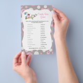 Roze en Grijs Baby shower Uil Snoep Bar Game Flyer (Hand)