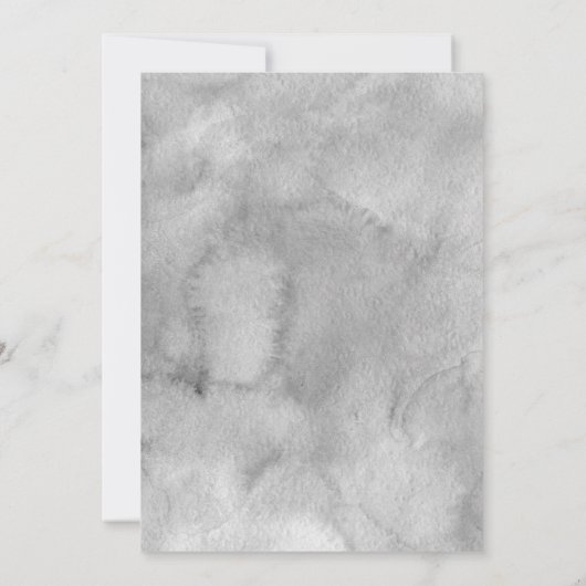 Roze en Grijs Bloemen Waterverf Elegante Bruiloft Kaart (Achterkant)