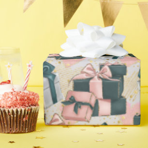 Roze en grijs Cadeaus Verjaardag Cadeaupapier