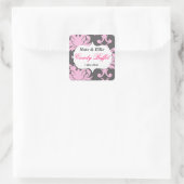 Roze en Grijs Damask Snoep Buffet Sticker (Tas)