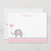 Roze en grijs ellephant hartstuk Hartelijk dank Notitiekaartje (Voorkant)