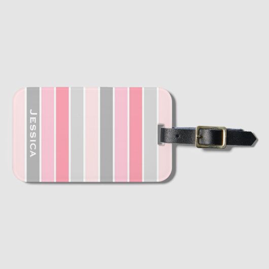 Roze en grijs gestreept, speciaal Bagagelabel (Voorkant (horizontaal))