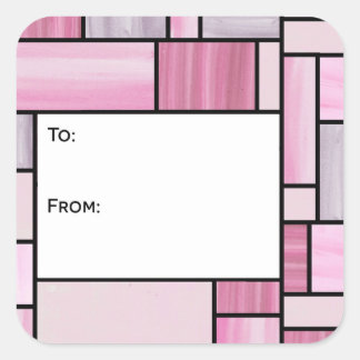 Roze en Grijs Glas in lood Gift Label Stickers