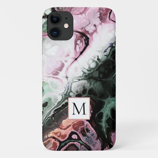 Roze en grijs marmeren stropdas kleurstof en monog Case-Mate iPhone case (Achterkant)