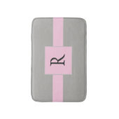  roze en grijs monogram badmat (Voorkant Verticaal)