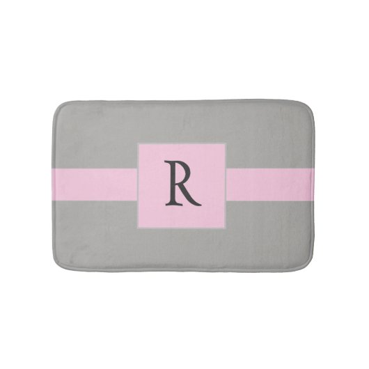  roze en grijs monogram badmat (Voorkant)