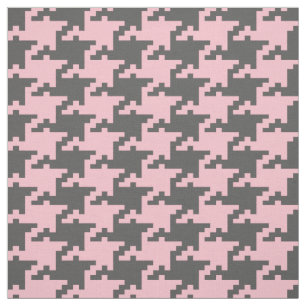 Roze en grijs Pied de Poule patroon Stof