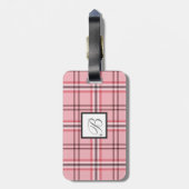Roze en grijs ruitjespatroon voor mode bagagelabel (Achterkant verticaal)