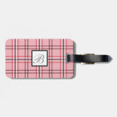 Roze en grijs ruitjespatroon voor mode bagagelabel (Achterkant horizontaal)