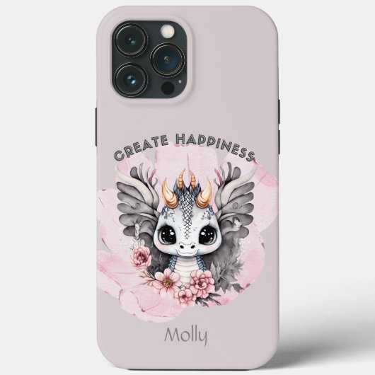 Roze en Grijs Schattige Kleine Magische Draak Case-Mate iPhone Case (Achterkant)