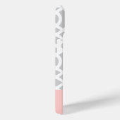 Roze en Grijs Trellis Hart Monogram Case-Mate iPhone Case (Achterkant / Rechts)