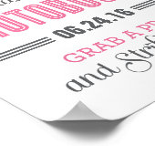 Roze en grijze aangepaste trouwfoto booth bord poster (Hoek)