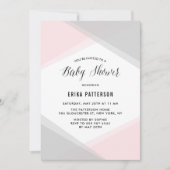 Roze en grijze Abstracte gradiënt Modern Baby show Kaart (Voorkant)