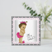 Roze en grijze Baby Girl Shower Kaart (Staand voorkant)