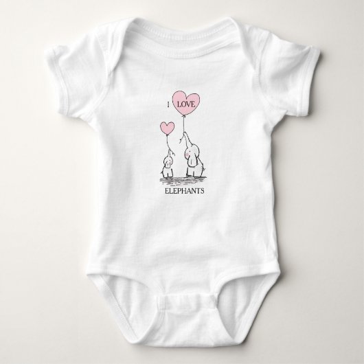 Roze en grijze Baby olifant Romper (Voorkant)