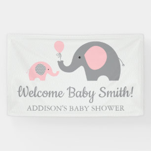 Roze en grijze Baby shower Banner Poster